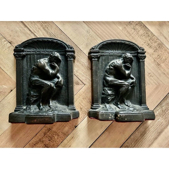 Pair of Solid Bronze Bookends of "The Thinker" by Auguste Rodin - Picture 5 of 6